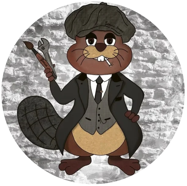 logo woodyfulart représentant un castor surnommé geniusbeaver - woodyfulart